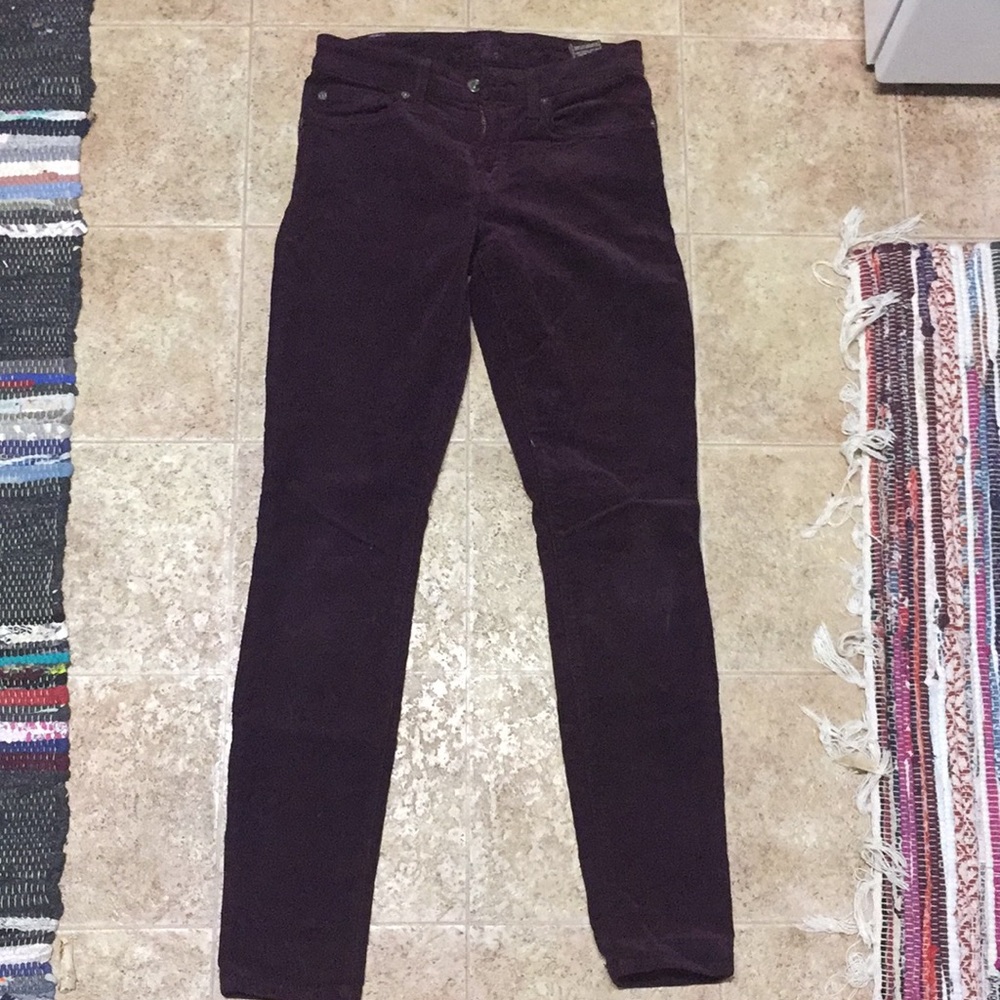 7 For All Mankind Skinny Dark Purple Cords sz 25
